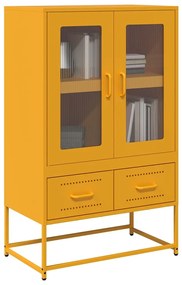 853365 vidaXL Висок шкаф, горчица жълто, 68x39x111,5 см, стомана