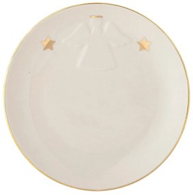 Бяла десертна глинена чиния с коледен мотив ø 16 cm Starry – Bloomingville