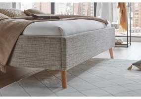 Бежово тапицирано двойно легло с място за съхранение с включена подматрачна рамка 180x200 cm Riva – Meise Möbel