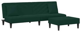 3216264 vidaXL Комплект дивани 2 части с възглавници, тъмнозелен, кадифе