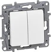 Legrand Девиаторен ключ сх.6+лихт бутон NO/NC цвят Бял Niloe - 764509