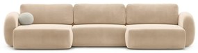 Бежов кадифен сгъваем/с място за съхранение ъглов диван (U форма) Tonale – Cosmopolitan Design