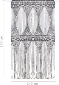Завеса макраме Heaton, антрацит, 140x240 см, памук