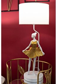 Бяло-златиста настолна лампа с текстилен абажур (височина 90,5 cm) Dancer – Mauro Ferretti