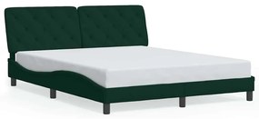 3207932 vidaXL Рамка за легло без матрак, тъмнозелена, 160x200 см, кадифе
