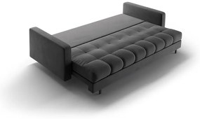 Тъмносив кадифен разтегателен диван с място за съхранение 222 cm Bali – Cosmopolitan Design