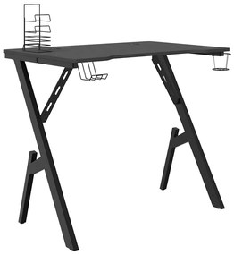 325404 vidaXL Гейминг бюро с Y-образни крака, черно, 90x60x75 см