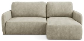 Бежов шенилов разтегателен ъглов диван с място за съхранение (десен ъгъл) Lilo – Makamii