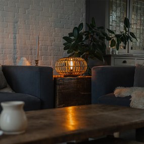 Ориенталска настолна лампа черна с бамбук - Amira