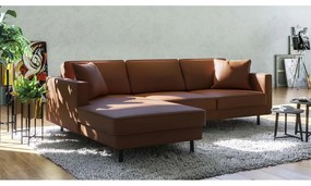 Ъглов диван от кафява кожа (ляв ъгъл) Kobo - MESONICA