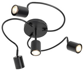 Модерен таванен прожектор черен регулируем 4-светлина - Java