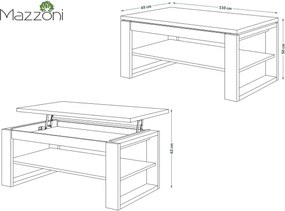 НУО Кафяв дъб/Черен мат -МОДЕРНА ХОЛНА МАСА С ПОВДИГАЩ СЕ ПЛОТ