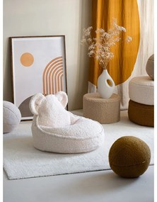 Кремав детски пуф от букле Bear – Wigiwama