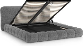 Тъмносиво двойно легло 200x200 cm тапицирано с място за съхранение с включена подматрачна рамка Solange – Micadoni