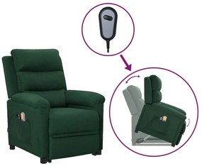 3098275 vidaXL Изправящ масажен стол, тъмнозелен, текстил