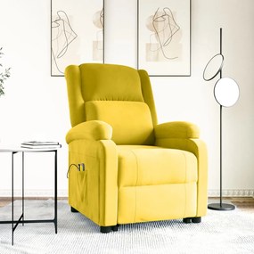 3124843 vidaXL Изправящ масажен стол, жълт, кадифе