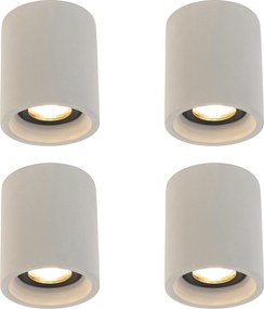 Комплект от 4 рустикални таванни спота бетон кръгли - Deep