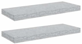 326598 vidaXL Окачени стенни рафтове, 2 бр, бетонно сиви, 60x23,5x3,8 см, МДФ