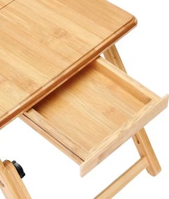 Бамбукова масичка за лаптоп с вентилационни отвори и чекмедже 55 x 28 x 35 cm