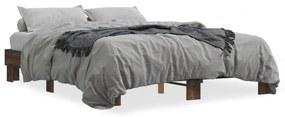 3280236 vidaXL Рамка за легло, кафяв дъб, 150x200 см, инженерно дърво и метал