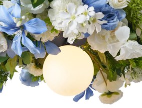 Бохемски висящ лампион черен с цветни цветя синьо и бяло - Flower Power