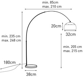 Стилна стоманена аркова лампа с метален абажур 33 см регулируема - XXL
