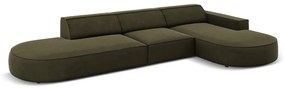 Ъглов диван от зелено кадифе (десен ъгъл) Jodie - Micadoni Home