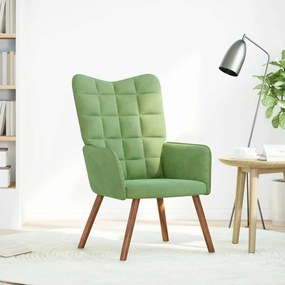 4016813 vidaXL Релакс стол, светлозелен, кадифе