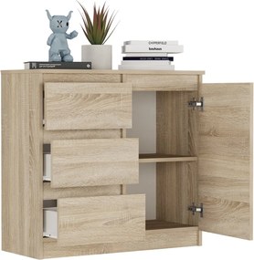 Комод R-80-S3 с чекмеджета 80 см - различни цветови варианти sonoma