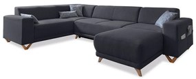 Антрацитен разтегателен/с място за съхранение ъглов диван (ляв ъгъл/U форма) Classy Sophie – Miuform