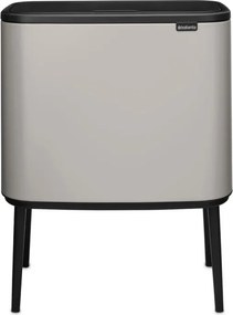 Кош за боклук Brabantia Bo Touch 1010454, 3x11 л, Плавно и безшумно отваряне, Голям отвор, Сив
