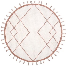Бяло и кафяво памучно килимче, ръчна изработка, ø 120 см Come - Nattiot
