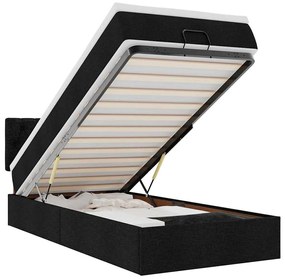 3312369 vidaXL Османска легло с матрак и LED, черно, 100x200 см, плат