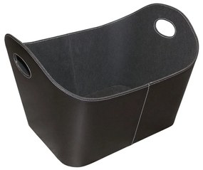 Кошница от пластмаса с дървени елементи и дръжки 35x55 см черен