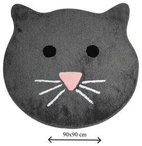 Антрацитна постелка за баня Cat, ⌀ 90 cm - Foutastic
