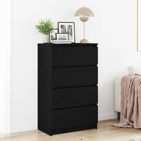 861992 vidaXL Сайдборд, черно и дъб, 60x35x98,5 см, инженерно дърво