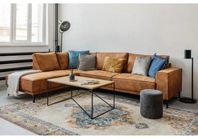 Светлокафяв ъглов диван от изкуствена кожа (десен ъгъл) Copenhagen - Scandic