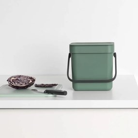 Кош за разделно събиране на боклук Brabantia Sort&Go 1003229, 3 л, Дръжка, Възможност за стенен монтаж, Тъмнозелен
