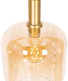 Дизайнерски висящ аплик черен с месинг и кехлибарено стъкло - Zuzanna