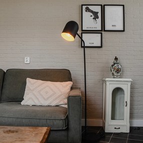 Модерна подова лампа черна със злато регулируема - Morik