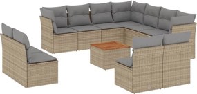 3256038 vidaXL Градински диван с възглавници 12 части бежов микс полиратан