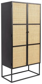 Черен ратанов шкаф 70x145 cm Guuji - White Label