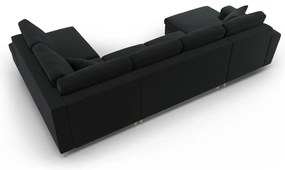 Черен кадифен разтегателен ъглов диван с място за съхранение (десен ъгъл/U форма) Kyoto – Cosmopolitan Design