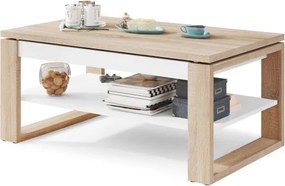 НУО Дъб Сонома/Бял мат -МОДЕРНА ХОЛНА МАСА С ПОВДИГАЩ СЕ ПЛОТ