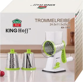 Ръчно ренде с 3 сменяеми приставки Kinghoff KH 1960, Неръждаема стомана, Бял/Зелен