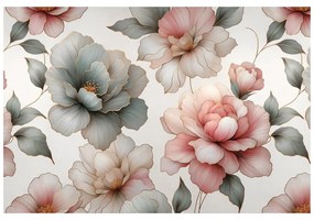 Фототапет – Елегантни пастелни цветя с листа