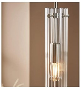 Висящо осветително тяло в сребрист цвят със стъклен абажур Tubo – Markslöjd