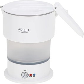 Туристическа ел.кана Adler AD 1377, 600W, 0.6 л, Сгъваем силиконов корпус, Защита от прегряване, Светлинен индикатор, Бял