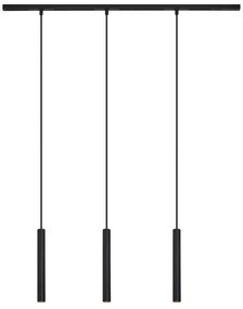 Модерна релсова система за осветление с 3 черни висящи лампи 1-фазов - Slimline Keno