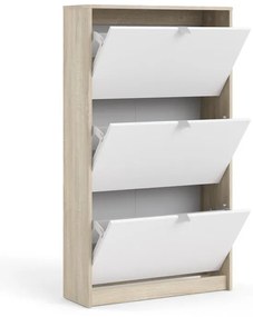 Бяла/естествена накланяща се стойка за обувки от декор от дъб Shoes – Tvilum